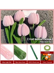 162pcs Tulip Value Pack Pipe Cleaner Bouquet Set With 10 Flower Branches, 150 Pipe Cleaners, 1 Tape,