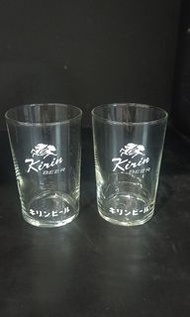 麒麟啤 9cm 日本版 7-80年代玻璃杯一對