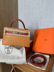 Full set 有單 Hermes mini Kelly ostrich 二代鴕鳥皮