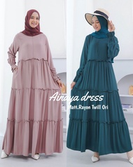 ainaya dress / gamis rayon twill susun / gamis susun / gamis rempel susun / dress twill