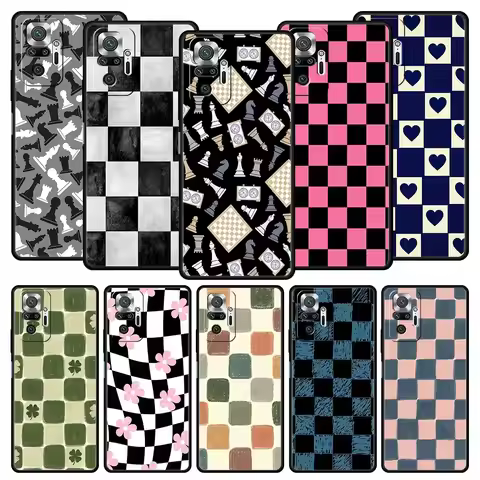 Checkerboard checked chess board Phone Case For Xiaomi Redmi Note 14 13 12 5G 11 10 Pro Plus 4G 9S 9