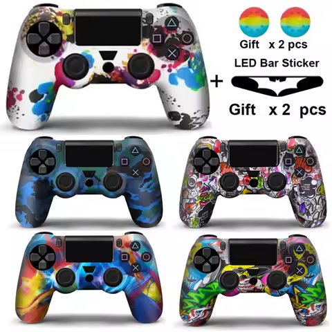 Silicone Case For PS4 Controller Gamepad Cover Shell For Dualshock 4 Joystick with 2 Thumbsticks Gri