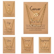 3Pcs/Set Cardboard Star Zodiac Sign Pendant 12 Constellation Charm Gold Necklace Aries Cancer Leo Sc