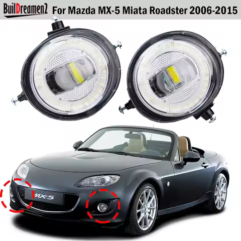2 Pieces 30W H11 Car Angel Eye LED Fog Light DRL Daytime Runing Lamp 8000LM For Mazda MX-5 MX5 Miata