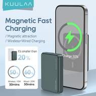 KUULAA พาวเวอร์แบงค์ไร้สาย 5000mAh แม่เหล็กไร้สาย Power Bank Magnetic Wireless PowerBank for iPhone 15/14/13/12 Series Super Mini Magnetic Battery Pack พาวเวอร์แบงค์ PD 20W Fast Charging Stronger แบตสำรอง ไร้สาย Magnet Stick Wireless Portable Charger