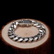 New Classic Men's Bracelet Cuff Leisure Widened Thickened Woven 925 Silver Cuban Chain Bangle Custom Boutique Gift Jewelry