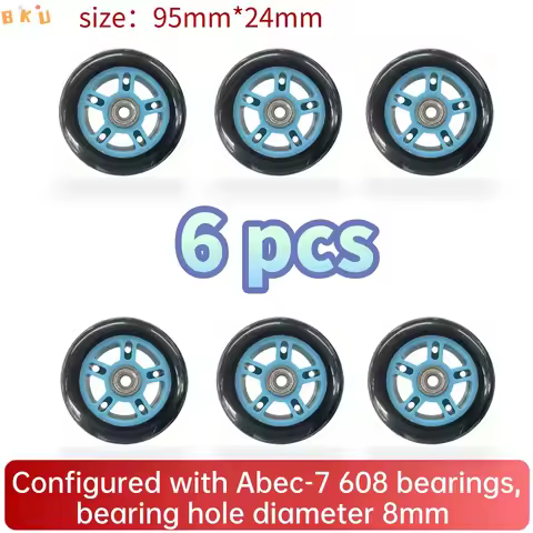 6-Pack 95mm PU Scooter Wheels with ABEC-7 Bearings – High-Speed, Quiet Replacement Wheels for Inline