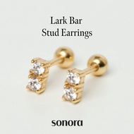 Sonora Lark Bar Stud Earrings, Serenade Collection, 18K Gold Plated 925 Sterling Silver