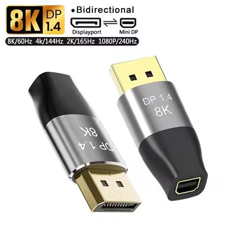DP to Mini DP Adapter 8K 60Hz 4K 144Hz 2K 165Hz Bi-Direction Male Displayport 1.4 to Female Mini Dis