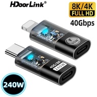 HdoorLink Transparent PD240W USB4.0 40Gbps Type C to C Adapter 8K@60Hz 5A Fast Charging Cable for IOS 15 14 Mac Pro Samsung Galaxy
