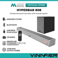 VINNFIER HYPERBAR 808 BTRW WIRELESS BLUETOOTH SOUNDBAR WITH SUBWOOFER & KARAOKE SYSTEM/ 3D AUDIO/ AU