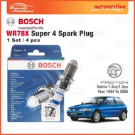 Proton Satria 1.3cc 4G13 & 1.5cc 4G15 Car Spark Plug Palam Pencucuh Api Bosch WR78X Super 4 (4pcs)