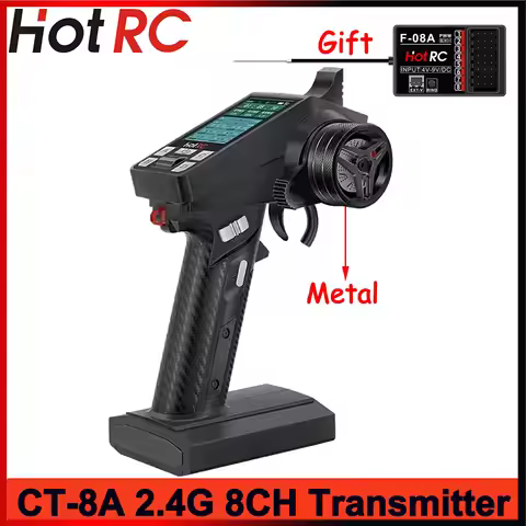 HotRC CT-8A 2.4GHz 8CH Transmitter Color Screen Remote Control Radio System F-08A F-08AT PWM Receive