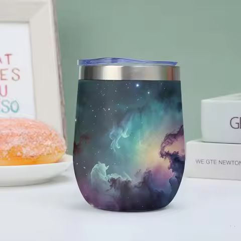 Dreamy Galaxy with Starry Clouds Vacuum Flasks 12oz Insulated Wine Tumbler Vacuum Coffee Mug Egg Sha