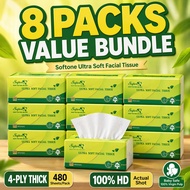 8 Packs Facial Tissue 4-Ply 480 Sheets 100% Virgin Wood Pulp Baby Safe Philippines Bestseller PB