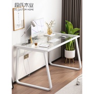 Meja pejabat kaca tempered gaya komputer berdesain khas, meja pelajar minimalis moden, meja tulis ru