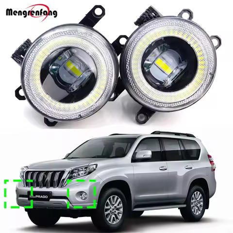 2 X Angel Eye LED Lens Fog Light DRL Assembly For Toyota Land Cruiser Prado J150 2010-2022 30W Car F