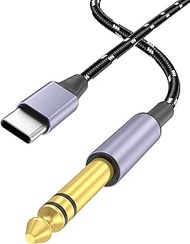 USB-C to 6.35mm 1/4 inch TS Audio Cable, Gold Plated USB Type C to 1/4" Male Mono Interconnect Aux A