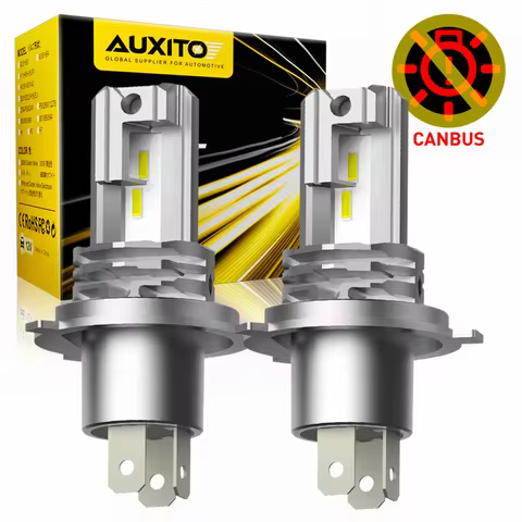 AUXITO 1/2X H4 LED Canbus Headlights 12V 9003 HB2 Hi/Lo Beam Motorcycle Headlamp Fanless H4 LED Bulb