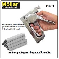 Staples Tembak Stapler Hekter Staple Gun Heckter Staples Jok Tacker 3 in 1