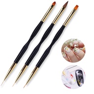 3Pcs Acrylic French Stripe Nail Art Liner Brush Set 3D Tips Liner Brush Painting Pen Gel Polish Crys