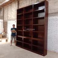Rak Buku Perpustakaan Bahan Kayu Jati