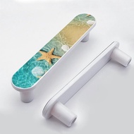 4 Pack Starfish Seashells Cabinet Pull 3-3/4 Inch (96 mm) Center to Center White Cabinet Handles Uni