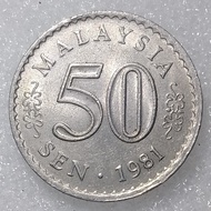 Uang koin kuno Negara Malaysia 50 Sen Thn 1981 Seri Gedung Tp1758