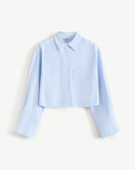 Áo Sơ Mi Tay Dài Nữ Kẻ Sọc Form Loose Cropped - Routine 10F25SHLW001