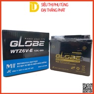 Bình ắc quy khô GLOBE WTZ6VE 12V-6AH ắc quy xe máy Airblade 2013 PCX Sh SH Mode (2013-2018)..