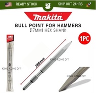 Makita Moil Bull Point | 17 x 280MM Hex Shank | Concrete Tile | Demolition Rotary Hammer Drill | Chisel Bit