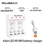 PUJIMAX battery charger NI-MH battery AAA/AAA/9V battery rechargeable battery LED smart charger