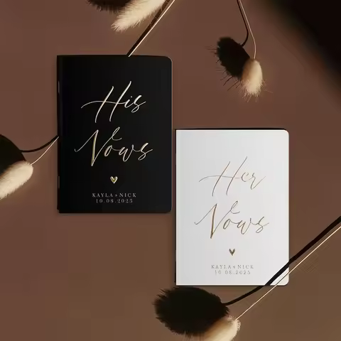 Personalized Wedding Vow Books Her Vows His Vows Custom Wedding Vow Book with Name and/or Date Set o