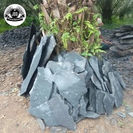 batu belah alami templek hitam alami asli cocok untuk dinding dan lantai
