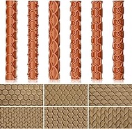 6-Pack 9 Inches Clay Texture Roller Set Extra Large Polymer Tools 6-Pattern 3D-Printed Texture Rolle