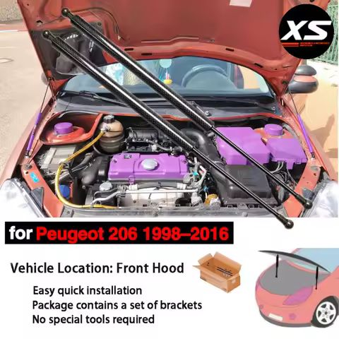 Hood Struts For Peugeot 206 206CC GTi 180 RC 1998-2016 Front Bonnet Modify Shock Dampers Lift Suppor