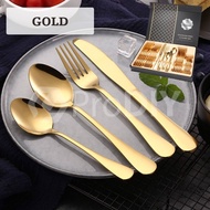 PRODIY 24PCS PREMIUM Stainless Steel Gold Cutlery Set Sudu Garfu Fork Spoon Set Gift Box Hadiah Kahw