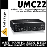 Behringer U-Phoria UMC-22 Audiophile 2×2 USB Audio Interface with Midas Mic Preamplifier / UMC22