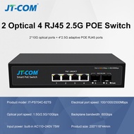 JT-COM 10G 6-Port Uplink 2.5G PoE Ethernet Switch 2×10G SFP Ports Suitable for Surveillance Cameras 