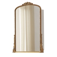 （In stock）French Entry Lux Bathroom Mirror Cabinet Golden Single Light Bathroom Smart Mirror Storage All-in-One Cabinet Special-Shaped Custom