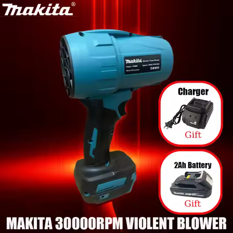 Makita 18V Brushless Turbo Fan Electric Handheld Jet Blower for Snow And Leaf Dust,Gift 2.0Ah batter