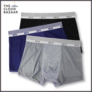(3PCS  M-2XL) MR Bamboo Fiber Boxer Brief Trunk Breathable Mesh Underwear  Boxer Lelaki Kain Mesh Se