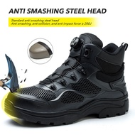 High-top button safety boots anti-smashing anti-puncture work protective shoes steel toe safety shoes steel toe-toe work shoes electric welder protective shoes anti-scalding work s