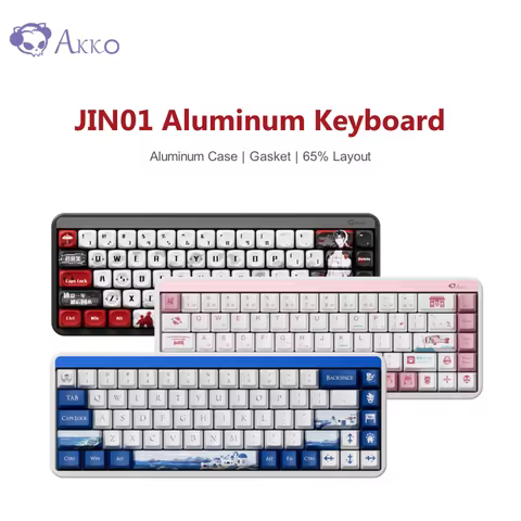 Akko JIN01 Santorini 65% Aluminum Mechanical Keyboard 68 Keys RGB Hot Swap BT 5.0/2.4G Wireless & Ty