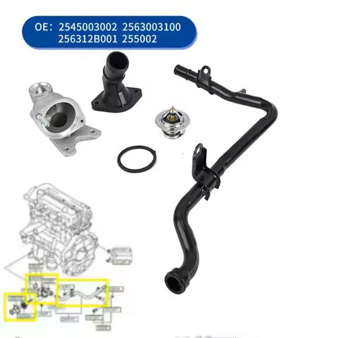 4pcs/Kits Thermostat Housing & Coolant Pipe For Hyundai For I10 For I20 Metal ABS Material OEM Numbe
