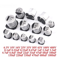 10Pcs SMD Electrolytic Capacitor Aluminum 6.3V 10V 16V 25V 35V 50V 63V 100V 400V 1UF 2.2 4.7UF 10UF 