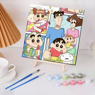 Duocoo ✅Ready✅Crayon Shin-chan 20X20ซม ภาพวาดสีน้ำมันดิจิตอลพร้อมกรอบ DIY ตัวการ์ตูน Crayon Shin-cha