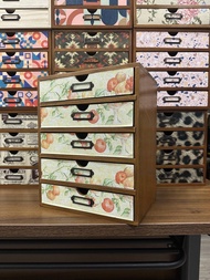 Wooden Floral Print Desktop Organizer with 5 Drawers - 花印5櫃桶枱上小木櫃