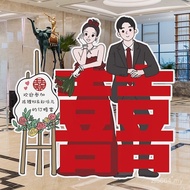 Welcome Card Layout Standing Card Comic Welcome Card kt Board Humanoid Wedding Engagement Hand-Paint