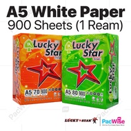 Lucky Star A5 Paper / A5 Kertas 70gsm & 80gsm / Copier Printing Paper 900’s per Ream – 1 Ream